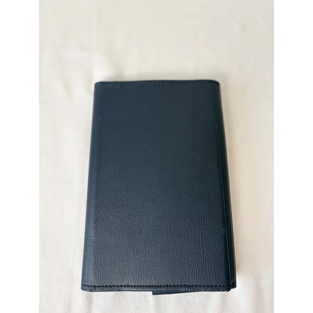 Land Rover‎ Navy Blue Textured Leather Document Holder Long Wallet Embossed Logo